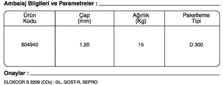 GeKa ELOXCOR S 2209 Paslanmaz Özlü Kaynak Teli Kaynakekipmanlari.com GeKa ELOXCOR S 2209 Paslanmaz Özlü Kaynak Teli Kaynakekipmanlari.com