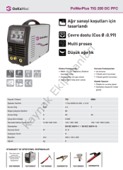 GeKaMac Power Plus Tig 200 DC Kaynak Makinesi