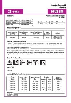 GeKa OPUS CM Sıcağa Dayanıklı Kaynak Elektrotu E8018-B2 H4 - 2,50x350 MM