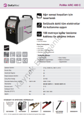 GeKaMac Power ARC 400 C Selülozik MMA Inverter Kaynak Makinesi