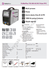 GeKaMac Power Plus Tig 200 AC / DC Kaynak Makinesi