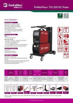 GeKaMac Power Plus Tig 320 DC Pulse Hava Soğutmalı Kaynak Makinesi
