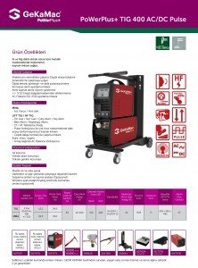 GeKaMac Power Plus Tig 400 AC / DC Pulse Hava Soğutmalı Kaynak Makinesi
