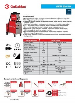 GeKaMac GKM 500-2W Gazaltı Kaynak Makinesi