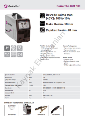 GeKaMac Power Plus CUT 100 Plazma Kesme Makinası