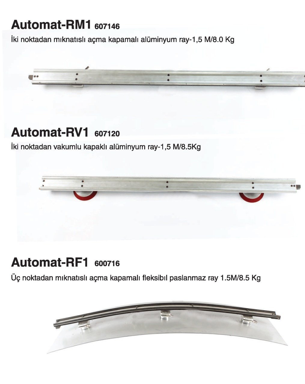 GeKaMac Automat RV1 Aluminyum Üç Noktadan Vakumlu Ray