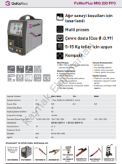 Power Plus 250 Mig - Tig - Mma Çanta Tip Gazaltı Kaynak Makinası
