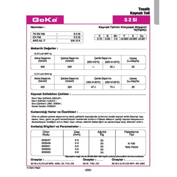 GeKa S2 Sİ Tozaltı Kaynak Teli Big Pack