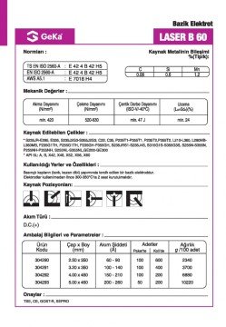 GeKa Laser B 60 Bazik Kaynak Elektrotu E7018 H4