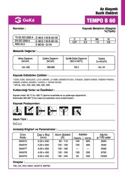 GeKa Tempo B 60 Düşük Alaşımlı Bazik Kaynak Elektrotu E8018-G H4