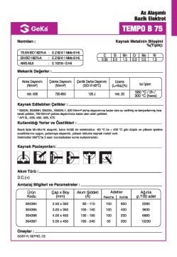 GeKa Tempo B 75 Düşük Alaşımlı Bazik Kaynak Elektrotu E10018-G H4