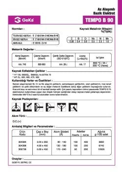 GeKa Tempo B 90 Düşük Alaşımlı Bazik Kaynak Elektrotu E12018-G H4