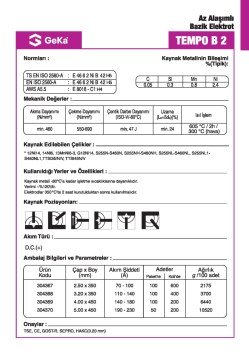 GeKa Tempo B 2 Düşük Alaşımlı Bazik Kaynak Elektrotu E8018-C1