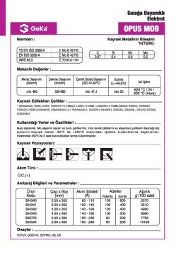 GeKa OPUS MOB Sıcağa Dayanıklı Kaynak Elektrotu E7018-A1 H4