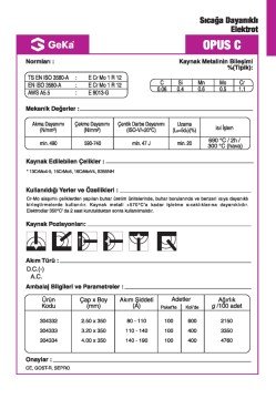 GeKa OPUS C Sıcağa Dayanıklı Kaynak Elektrotu E8013-G