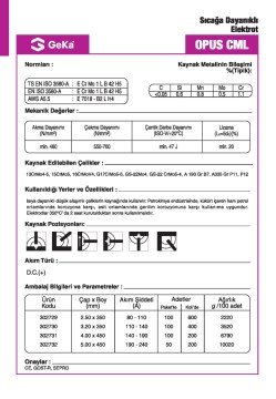 GeKa OPUS CML Sıcağa Dayanıklı Kaynak Elektrotu E7018-B2-L H4
