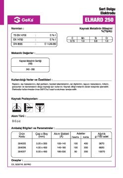 GeKa ELHARD 250 Sert Dolgu Kaynak Elektrotu E1-UM-250