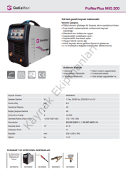 GeKa Power Mıg 200 Çanta Gazaltı Kaynak Makinası