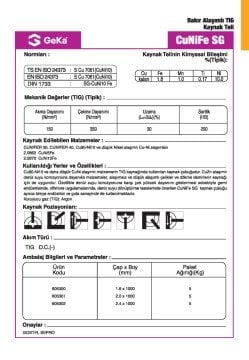 GeKa CUNİFE Tig Teli ERCUNİ10
