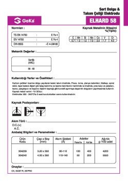 GeKa ELHARD 58 Sert Dolgu Kaynak Elektrotu ~E4-UM-60