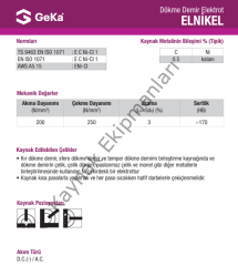 GeKa ELNİKEL Dökme Demir Kaynak Elektrod ENi-Cl 3,20x300 mm - 1 Paket ( 25 Adet )
