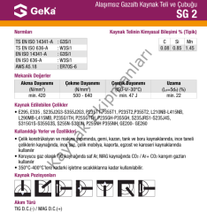 GeKa SG 2 Rutil Mig Gazaltı Kaynak Teli ER70S6 1.2 MM 1 Paket ( 15 Kg )