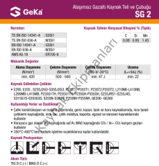 GeKa SG 2 Tig Teli 2.4x1000 MM - 1 Paket ( 5 Kg )