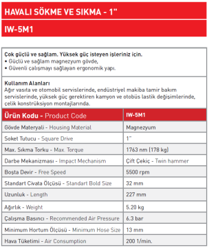 Havalı Sökme ve Sıkma - 1'' IW - 5M1