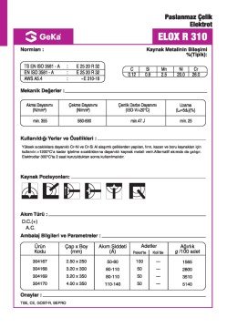 GeKa ELOX R 310 Paslanmaz Çelik Kaynak Elektrotu E 310-16