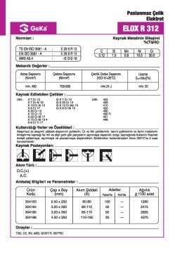 GeKa ELOX R 312 Paslanmaz Çelik Kaynak Elektrotu E 312-16