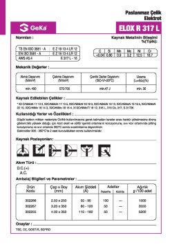 GeKa ELOX R 317 L Paslanmaz Çelik Kaynak Elektrotu E 317 L-16