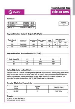 GeKa ELİFLUX BMS Tozaltı Kaynak Tozu