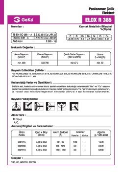 GeKa ELOX R 385 Paslanmaz Çelik Kaynak Elektrotu E 385-16