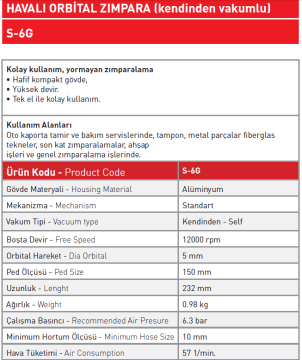 Havalı Orbital Zımpara S - 6G