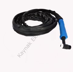 WP 17 Tetikli Tig Torç 8 METRE - Gaz Lens 2.4 MM - Pens Kolet 2.4 MM - Tungsten 2.4x175 MM - Seramik Nozul - Kırmızı  - Flexible Boyun - Uzun Sıkıcı