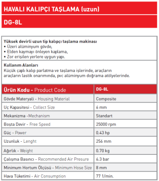 Havalı Kalıpçı Taşlama DG - 8L