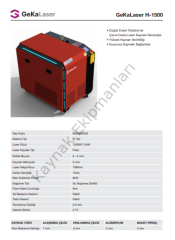 Geka Lazer H1500 Kaynak Makinası