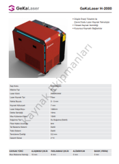 Geka Lazer H2000 Kaynak Makinası